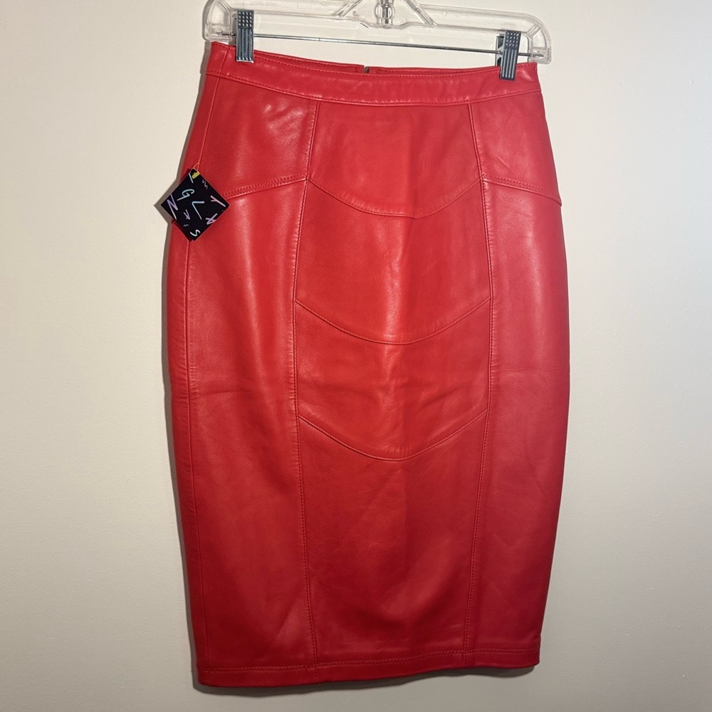Nasty Gal Red Leather Skirt